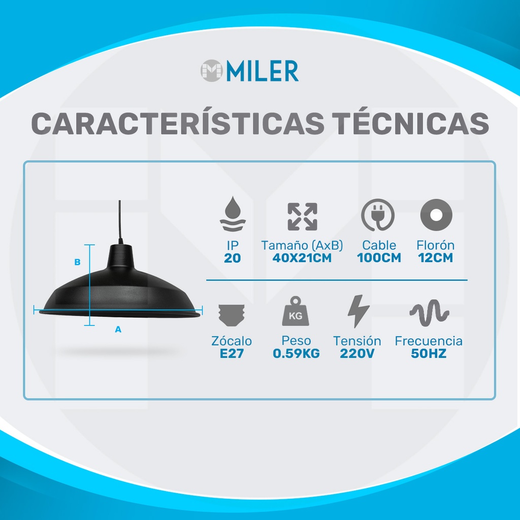 PANTALLA COLGANTE INDUSTRIAL ALUMINIO COBRE - SPOTSLINE