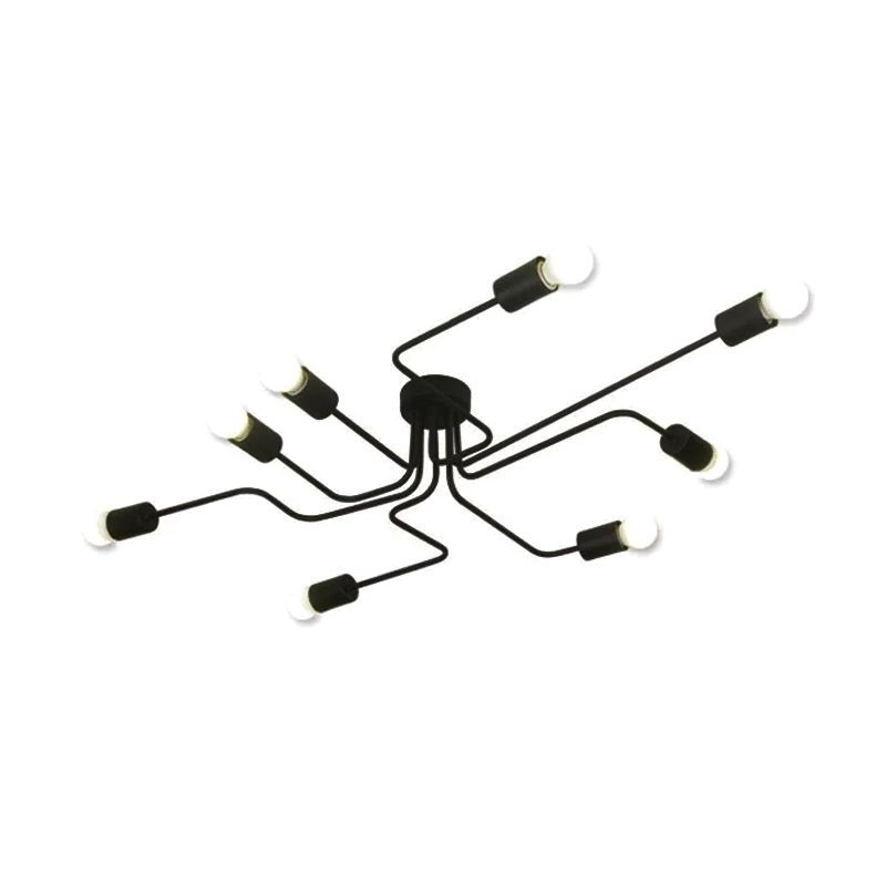 ARAÑA VINTAGE DE CAÑO NEGRO 8 BRAZOS E27 68X115CM  - FAROLUZ