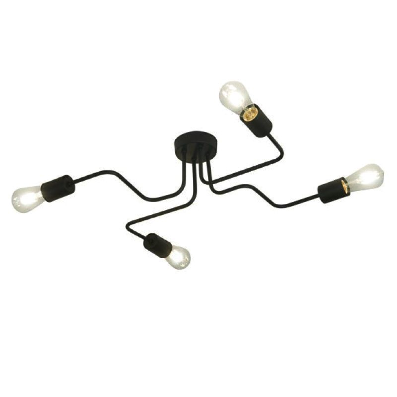 ARAÑA VINTAGE DE CAÑO NEGRO 4 BRAZOS E27 45X60CM  - FAROLUZ