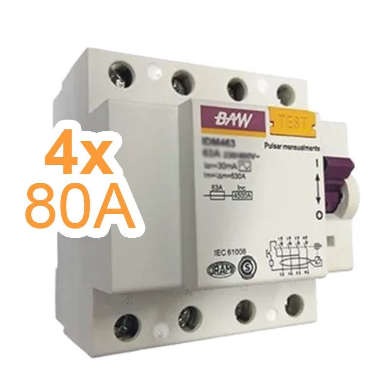 DISYUNTOR DIF. 4 X 80 AMP. 300MA  - BAW