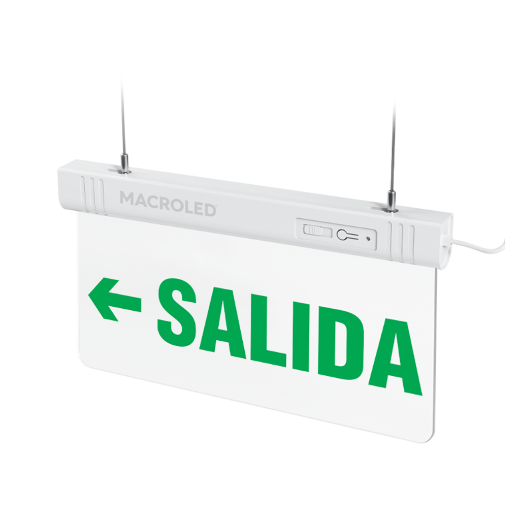 CARTEL DE SALIDA LED 1W IZQUIERDA AUTONOMIA 3HS - MACROLED