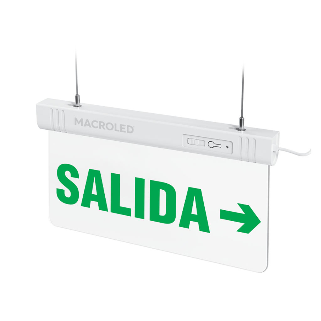 CARTEL DE SALIDA LED 1W DERECHA AUTONOMIA 3HS - MACROLED