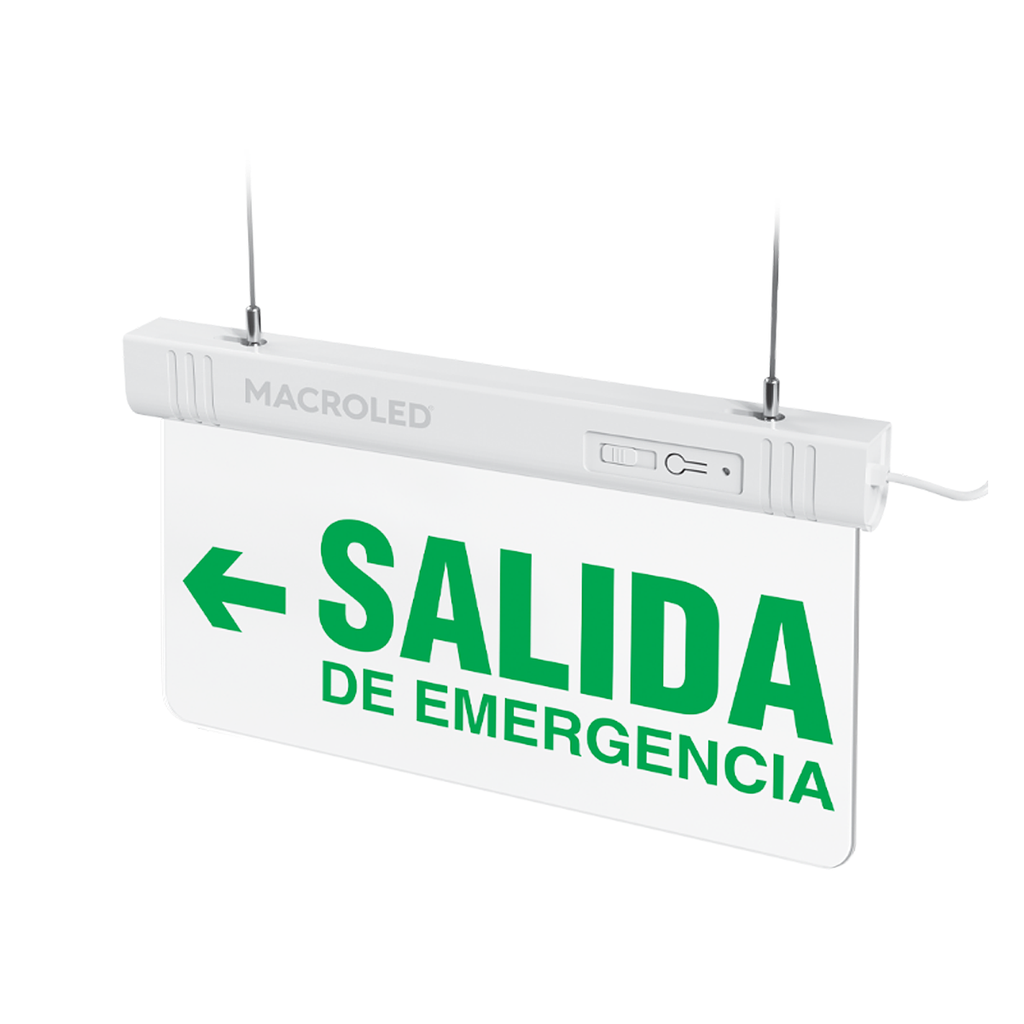 CARTEL DE SALIDA LED 1W DE EMERGENCIA IZQUIERA AUTONOMIA 3HS - MACROLED
