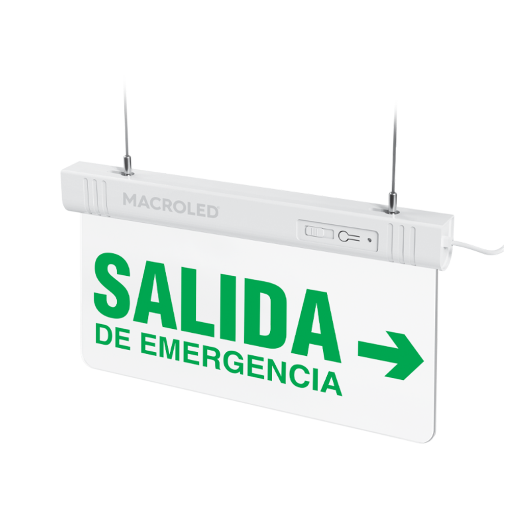 CARTEL DE SALIDA LED 1W DE EMERGENCIA DERECHA AUTONOMIA 3HS - MACROLED