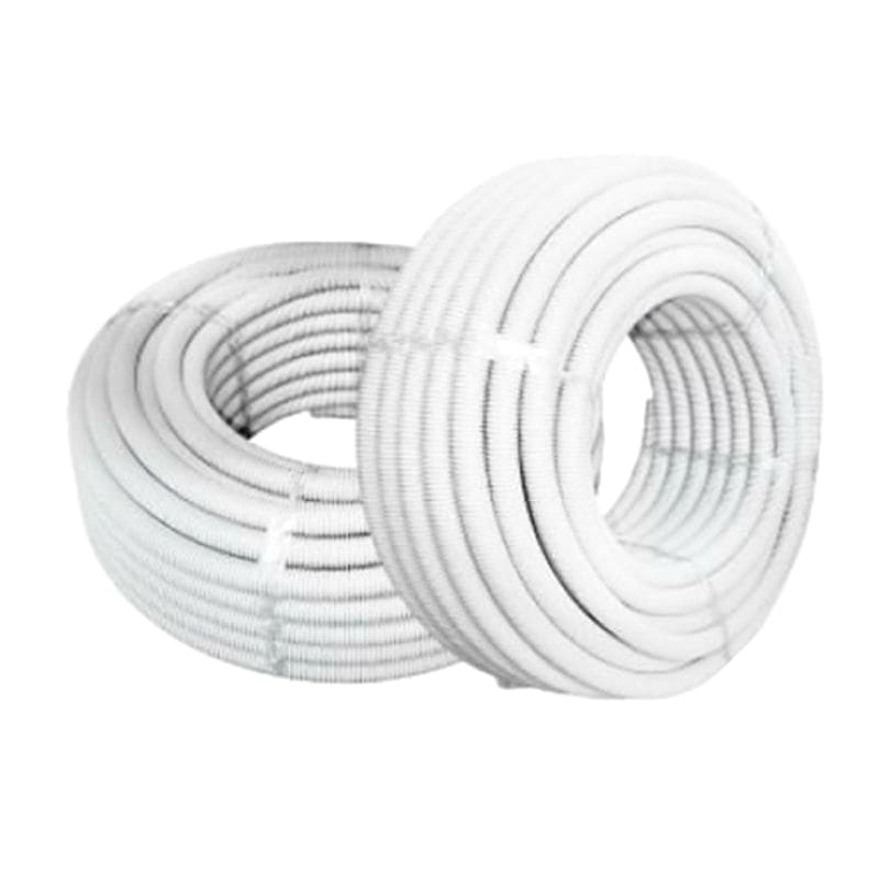 CAÑO CORRUGADO FLEXIBLE ANTILLAMA PVC BLANCO (X25M) 1 1/4 PULG. 32MM - HUFERJO