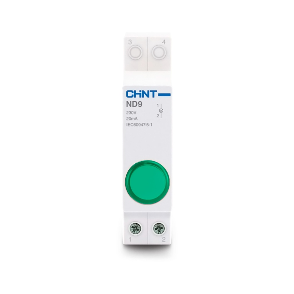 INDICADOR LUMINOSO PARA RIEL DIN DE 230 VCA COLOR VERDE - CHINT