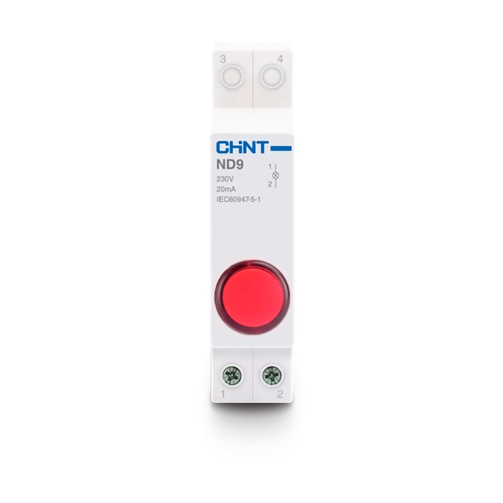 INDICADOR LUMINOSO PARA RIEL DIN DE 230 VCA COLOR ROJO - CHINT