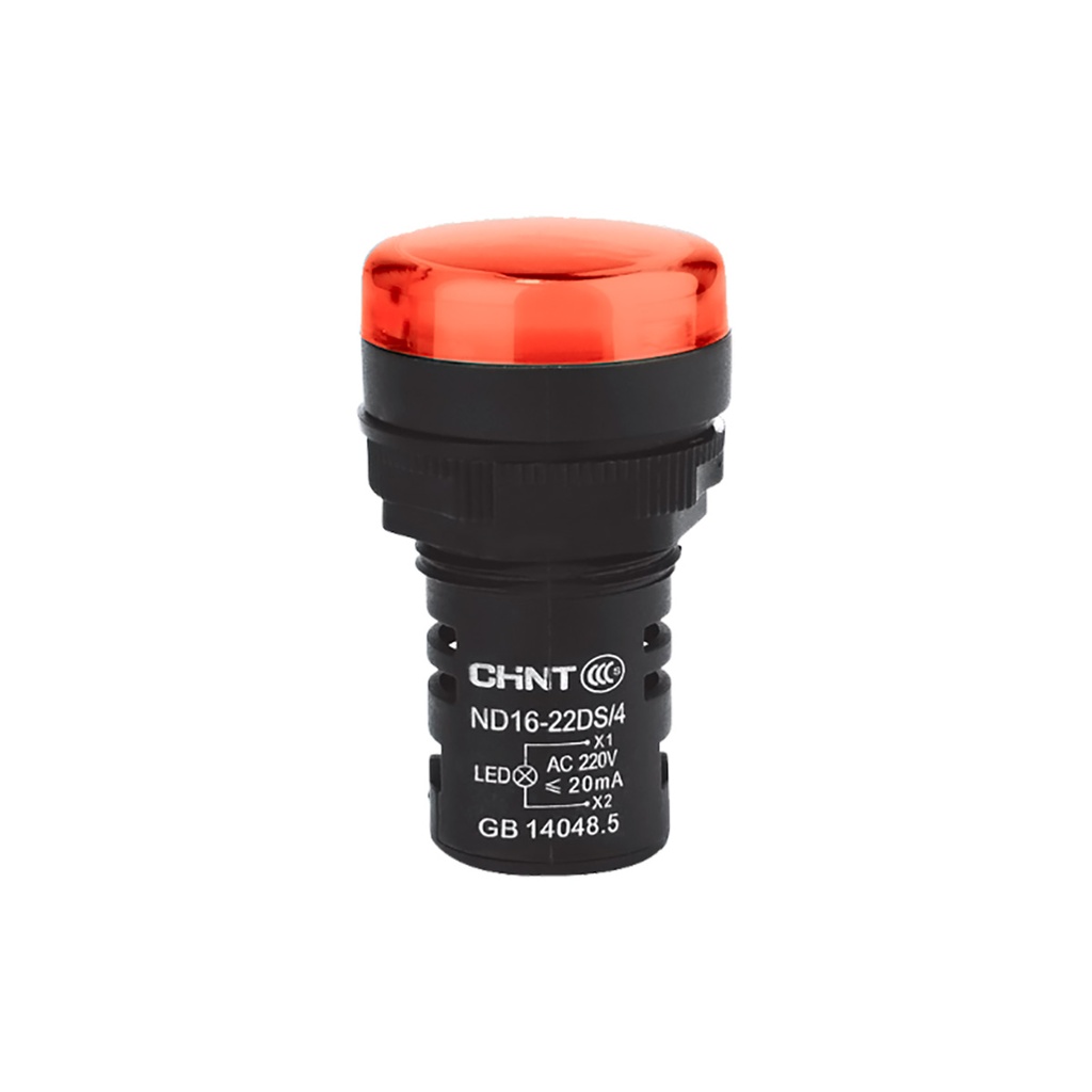 OJO DE BUEY 22 MM COLOR ROJO LED CAP 230V CORTO - CHINT