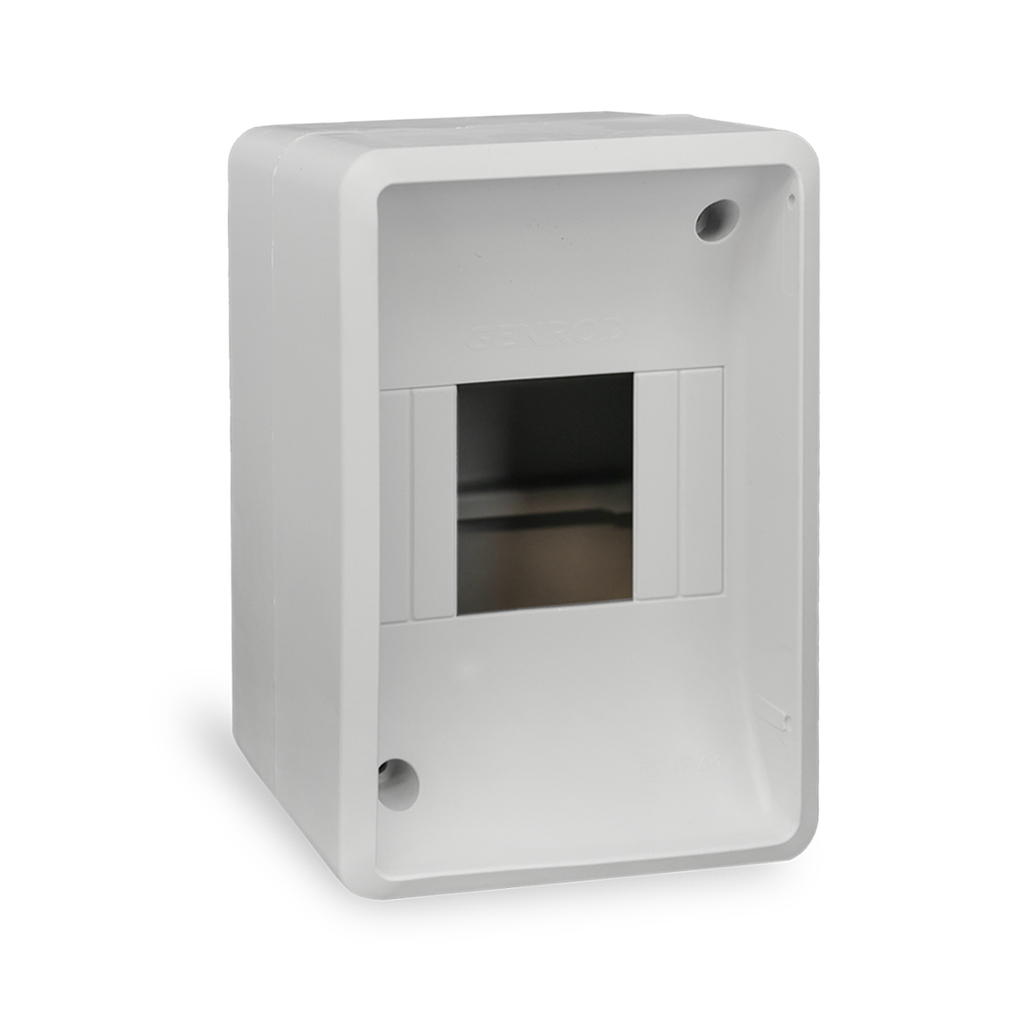 CAJA PARA TERMICA 4 MODULOS DIN SOBREPONER GRIS SIN TAPA - GENROD