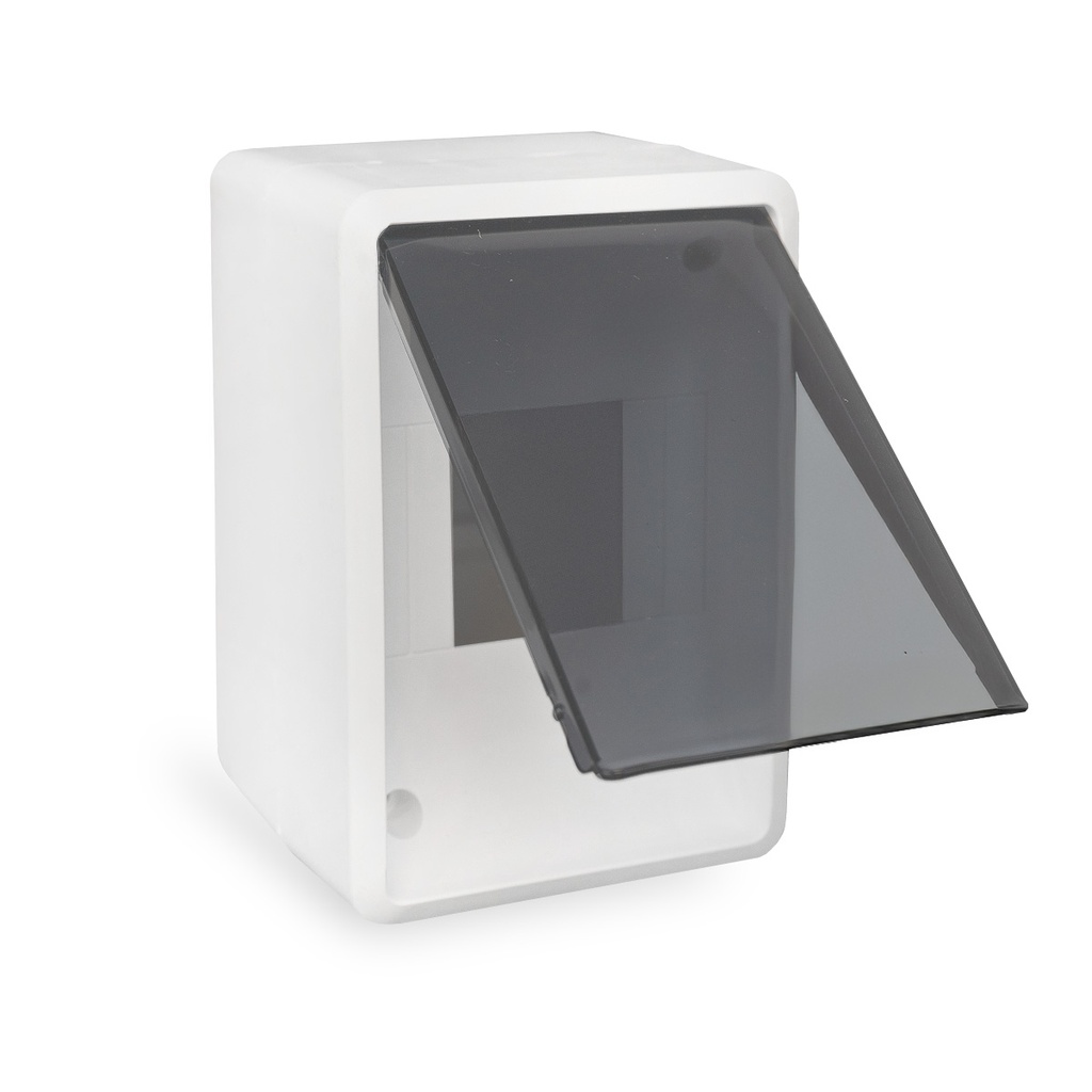 CAJA PARA TERMICA 4 MODULOS DIN SOBREPONER BLANCA CON TAPA FUME - GENROD