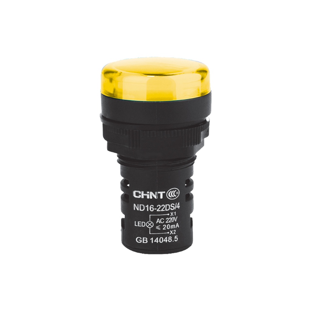 OJO DE BUEY 22 MM COLOR AMARILLO LED RES 24V CORTO - CHINT