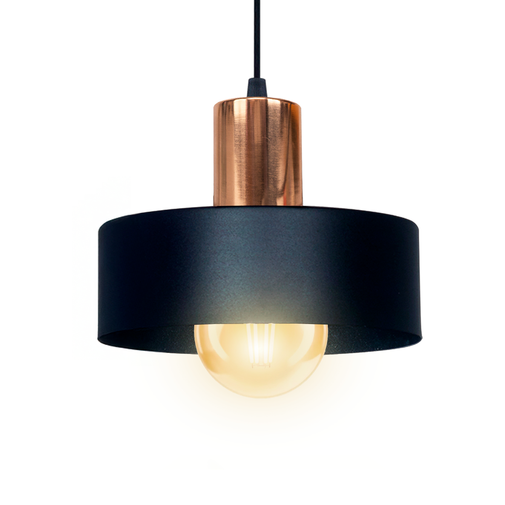COLGANTE CHAPA 1 LUZ PANTALLA Ø20CM COMB. NEGRO COBRE  - SAN JUSTO