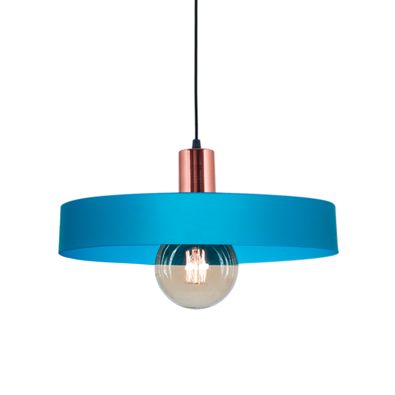 COLGANTE DE CHAPA 1 LUZ PANTALLA 40CM COBRE/AZUL  - SAN JUSTO