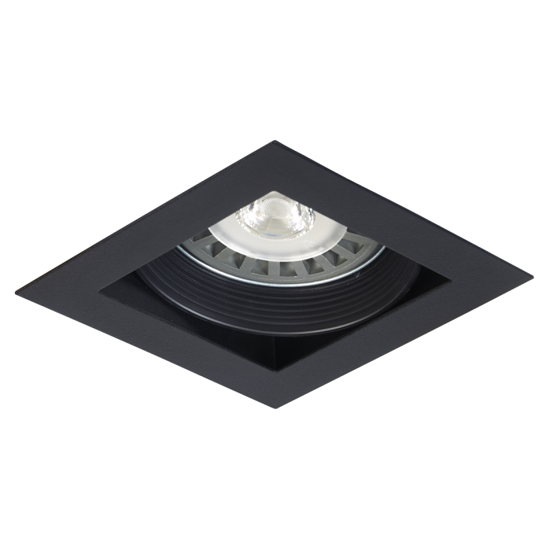 EMBUTIDO CUADRADO P/AR111 1 LUZ NEGRO TEXTURADO C/ZOC.  - SPOTSLINE