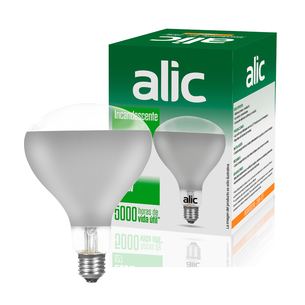 LAMPARA R125 INFRARROJA INCANDESCENTE GASTRONOMICA DIMERIZABLE E27 250W - ALIC