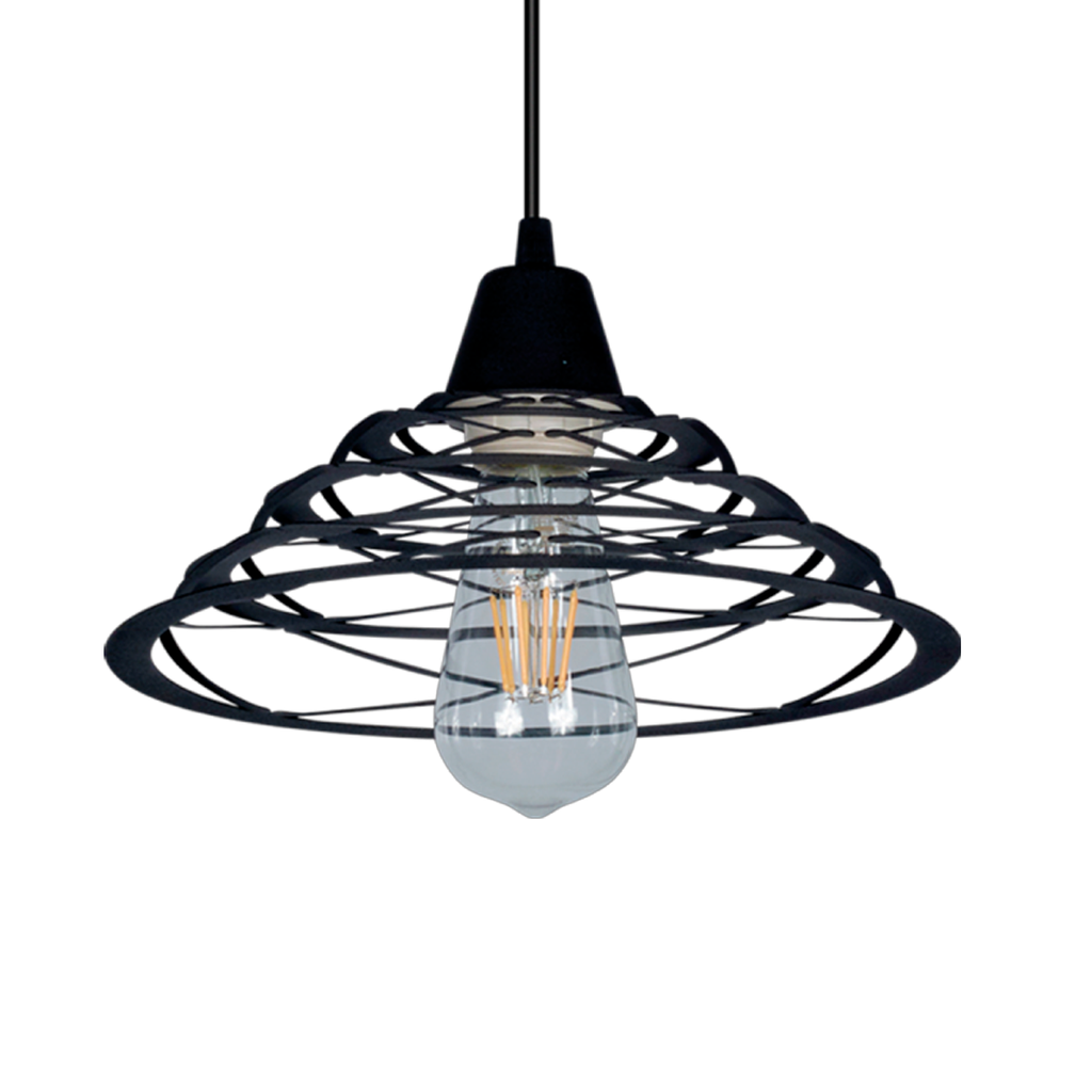 COLGANTE CHAPA YORK Ø 27CM E27 NEGRO TEXTURADO - FERROLUX