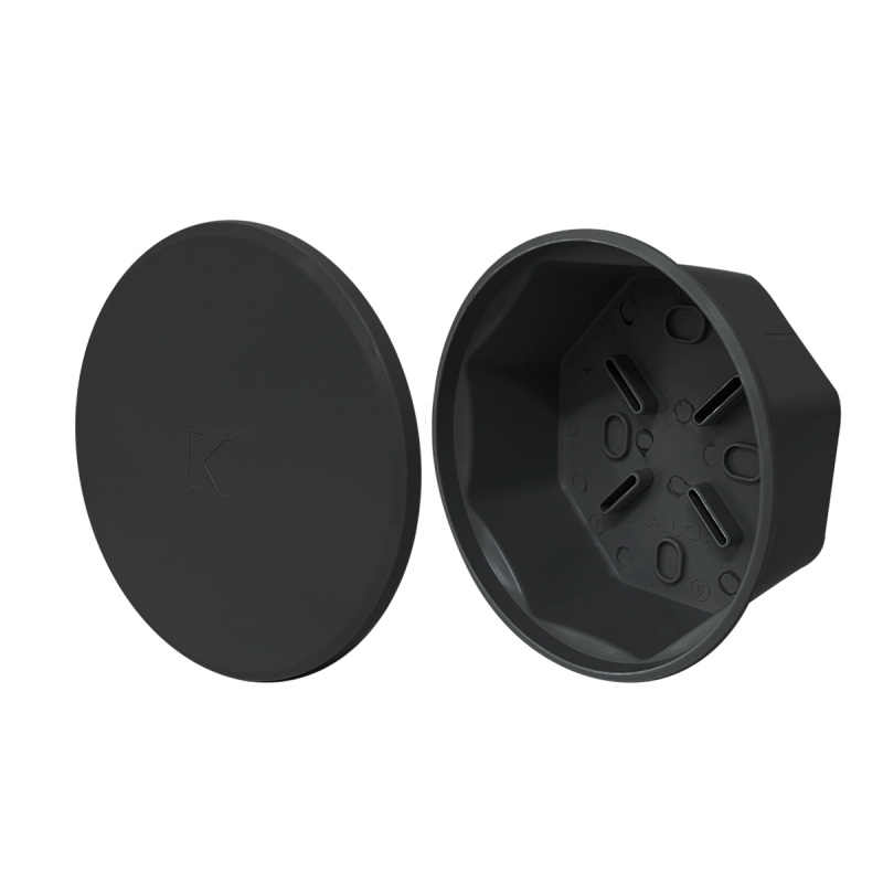 CAJA DE PASO OCTOGONAL GRANDE CON TAPA SIN AGUJEROS NEGRA - KALOP