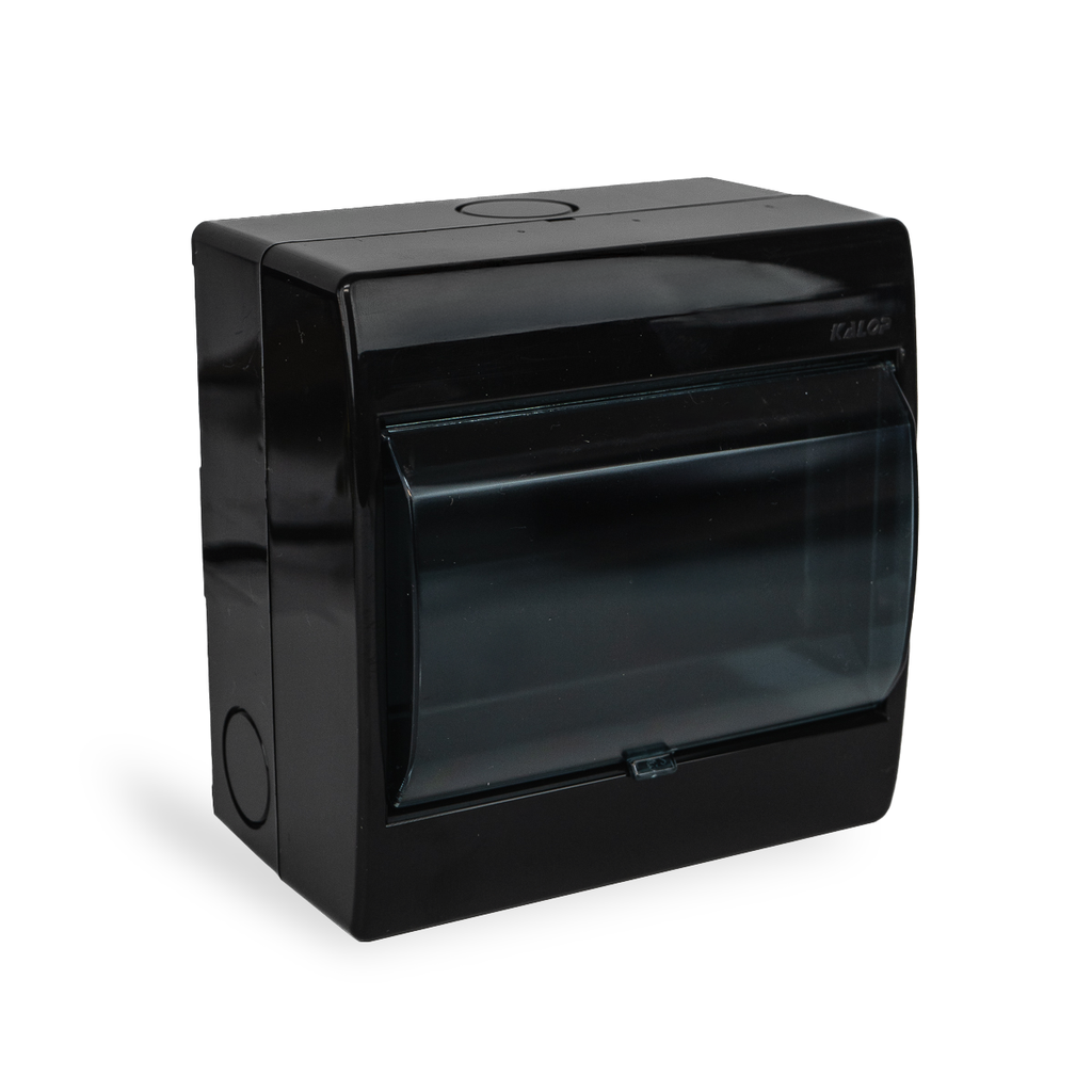 CAJA PARA TERMICA 6 MODULOS DIN SOBREPONER NEGRA CON TAPA - KALOP