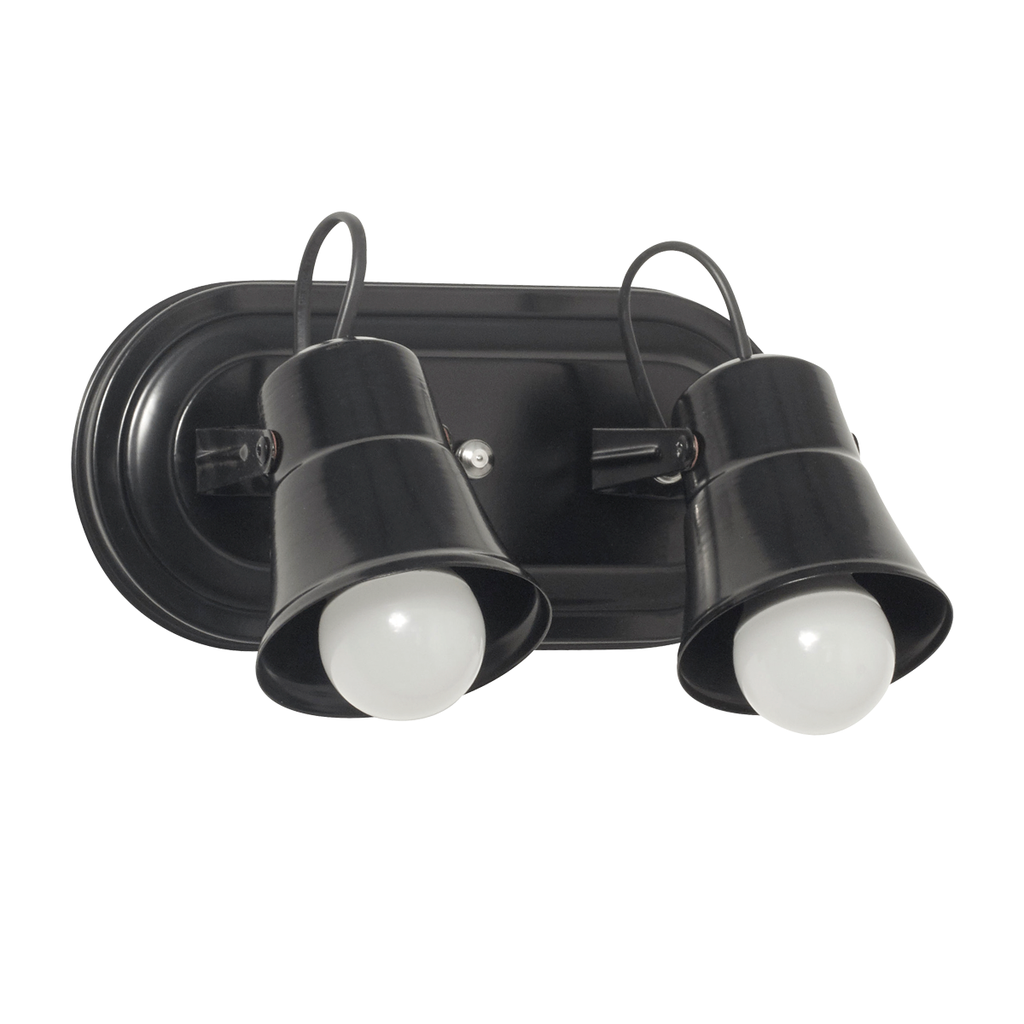 SPOT PARED 2 LUCES OVALADO CON CAPUCHON DE CHAPA CURVO NEGRO - FERROLUX