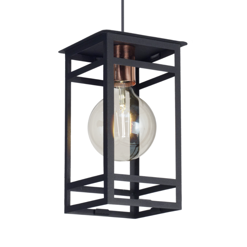 COLGANTE CHAPA GERONA 30X15X15CM E27 NEGRO TEXTURADO - FERROLUX