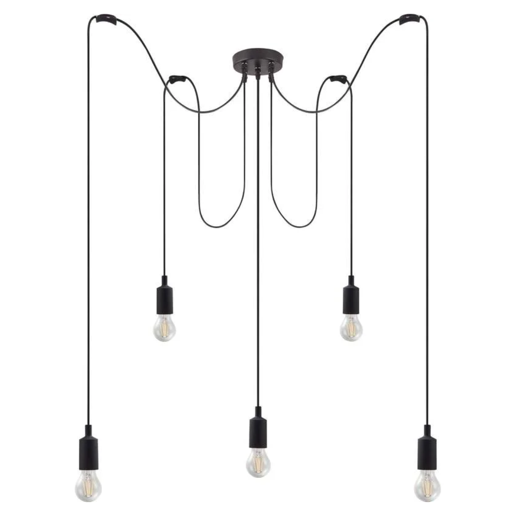 COLGANTE 5 LUCES E27 180CM SYSTEM NEGRO - 180 ILUMINACION