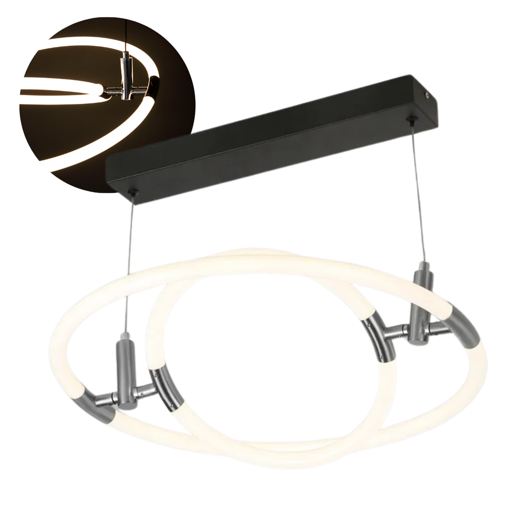 COLGANTE LED SMART 36W LUZ CALIDA DIMERIZABLE NEGRO Y CROMO HOOBS - 180 ILUMINACION