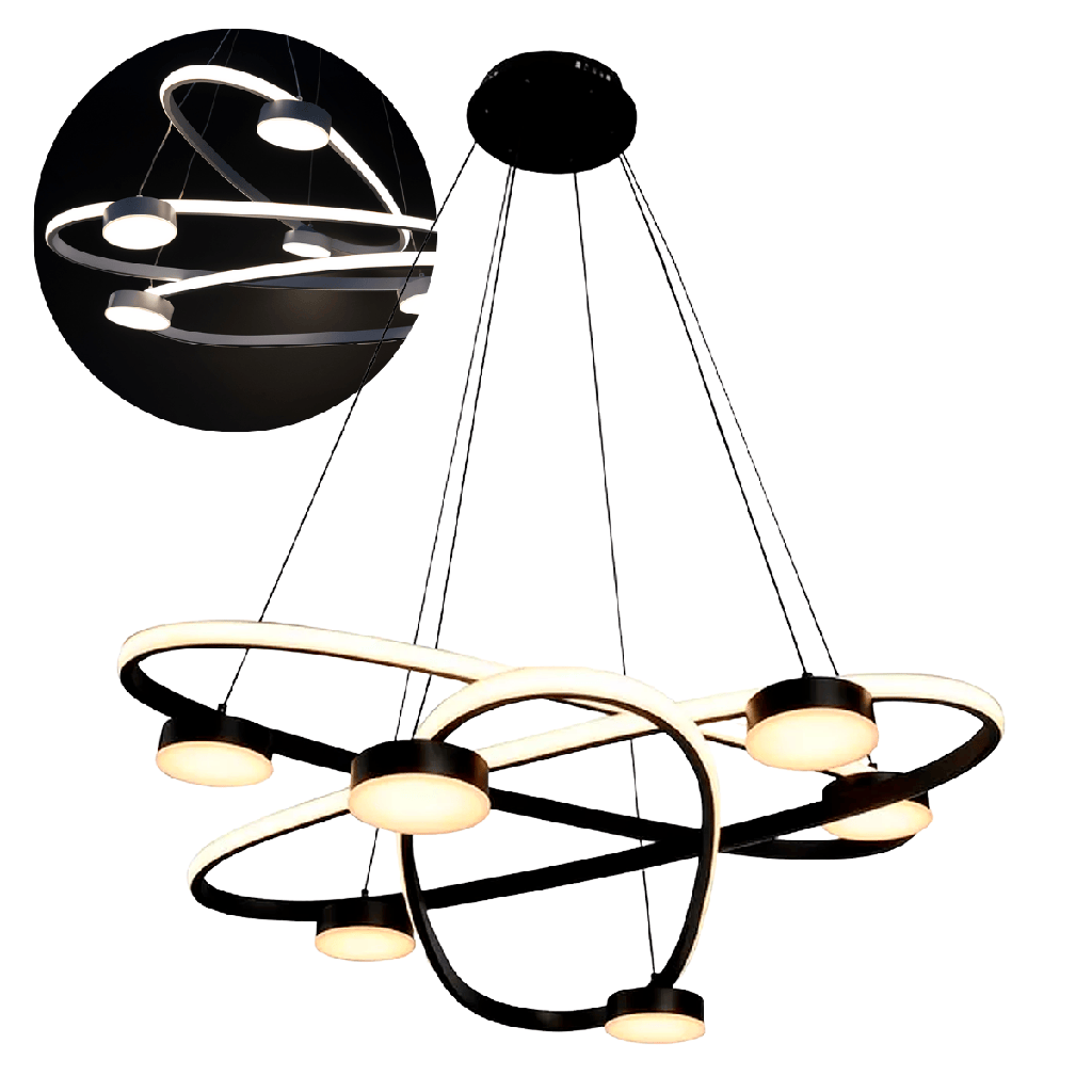 COLGANTE SUSPENSION LED 72W LUZ CALIDA MASSIVE NEGRO - 180 ILUMINACION
