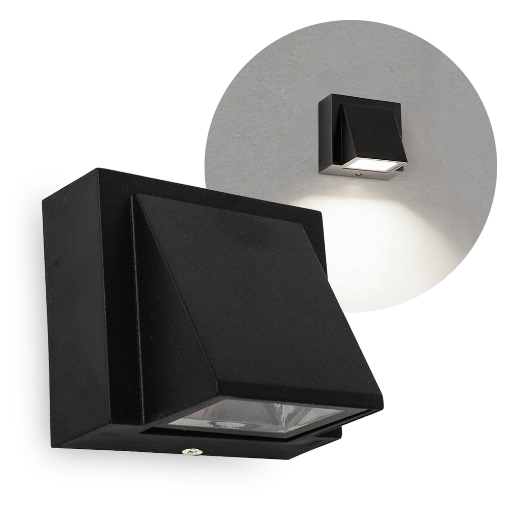 APLIQUE UNIDIRECCIONAL PIRAMIDAL 3W LUZ DIA NEGRO - NOVA