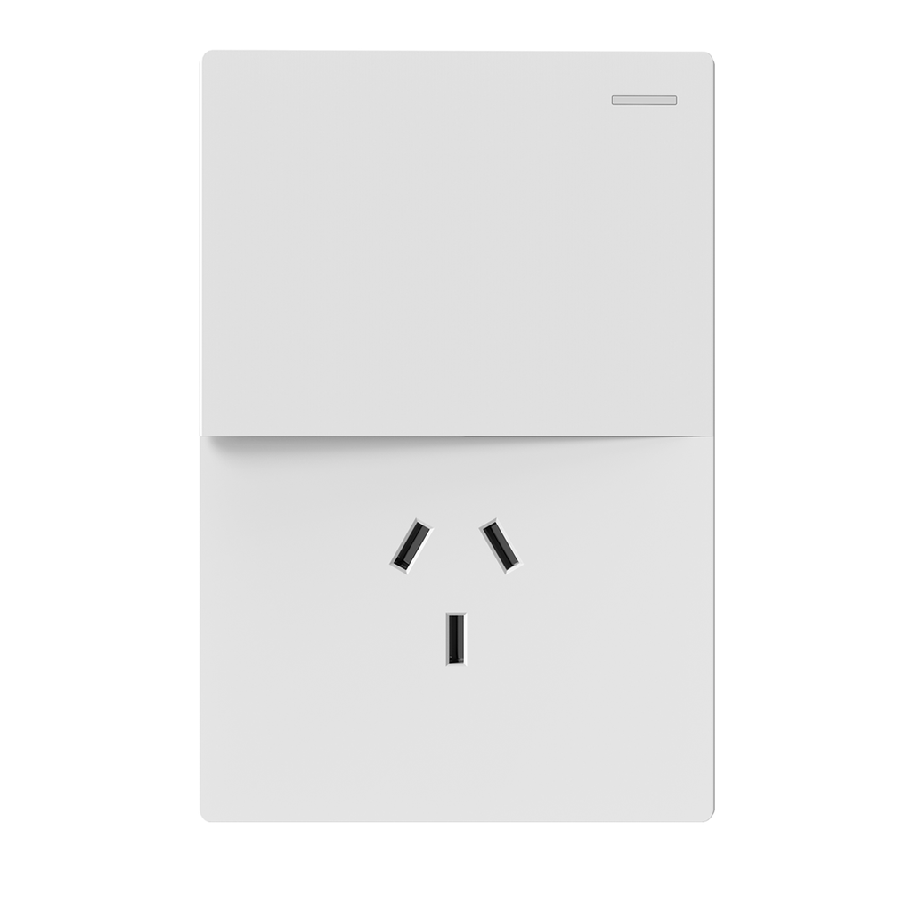 LLAVE DE LUZ ARMADA PUNTO Y TOMA BLANCO MILAN BASTIDOR METALICO - MACROLED