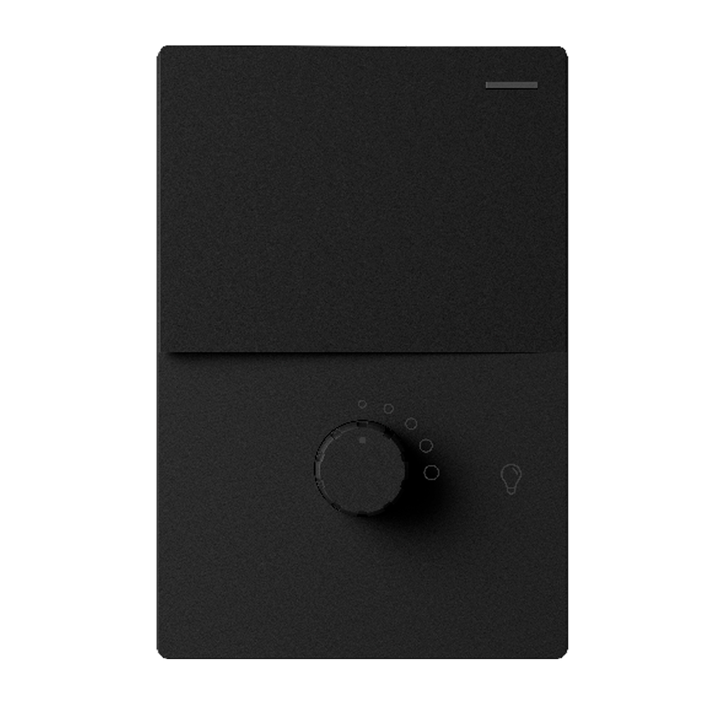 LLAVE DE LUZ ARMADA PUNTO Y DIMMER LED NEGRO MILAN BASTIDOR METALICO - MACROLED