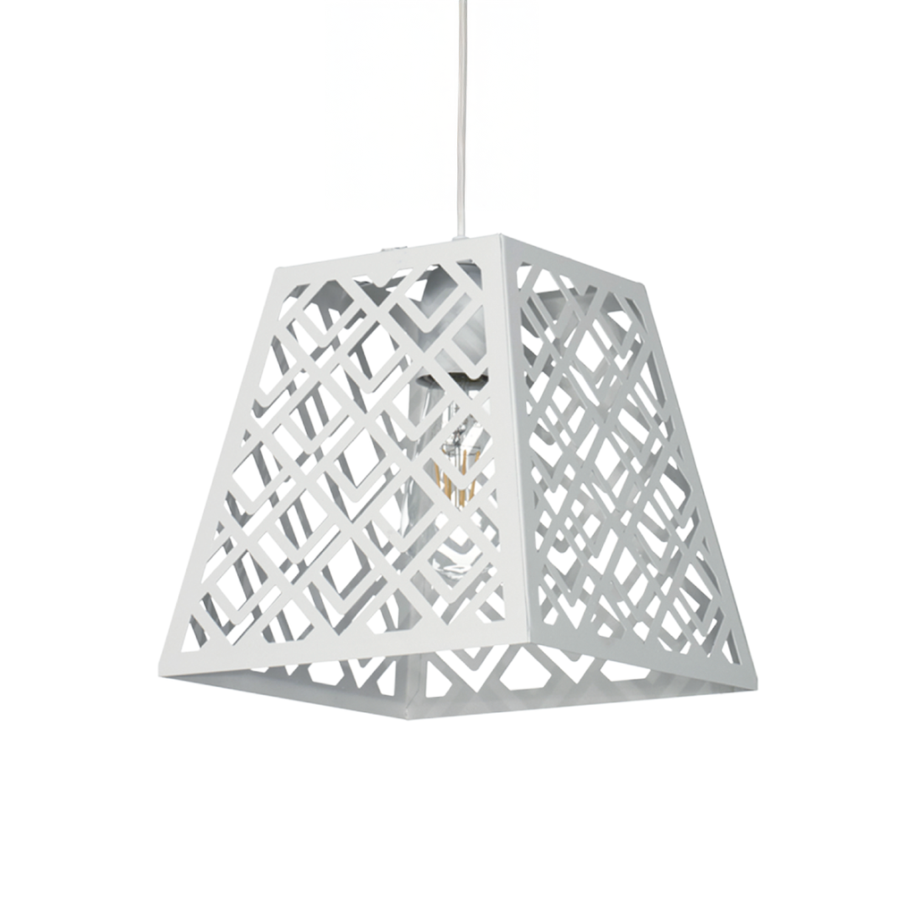 COLGANTE TRAPECIO BLANCO TEXTURADO 1 LUZ - FERROLUX