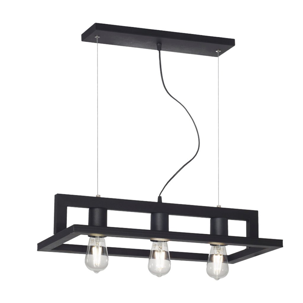 COLGANTE CARTAGENA 3 LUCES E27 60,2X30,3X13CM NEGRO - FERROLUX