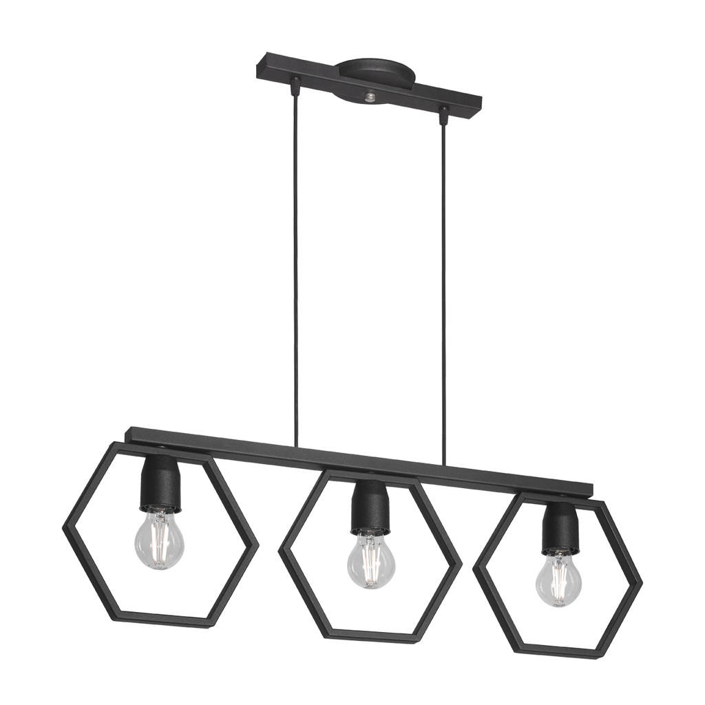 COLGANTE TARENTO 3 LUCES E27 78,8X23CM NEGRO - FERROLUX