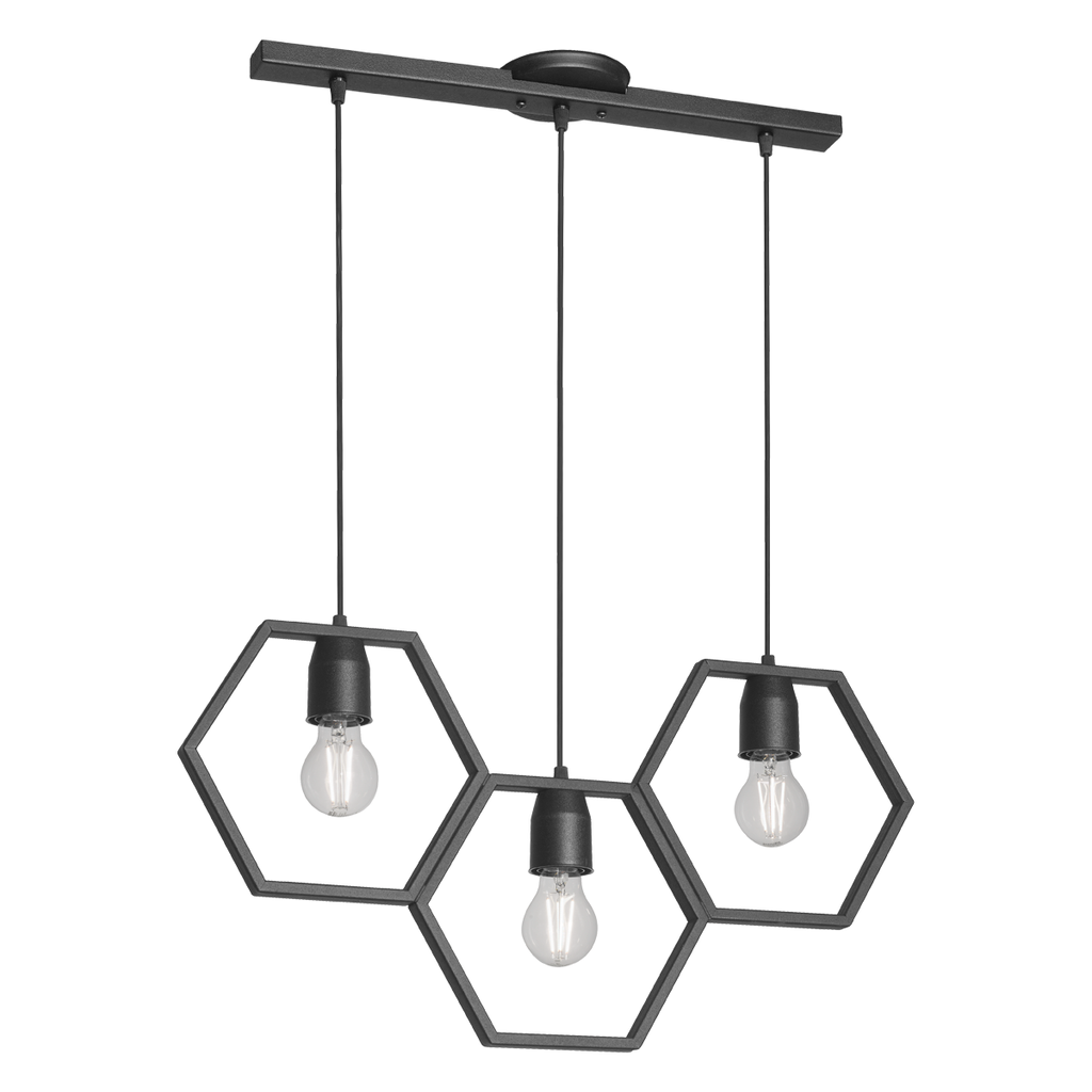 COLGANTE TARENTO 3 LUCES E27 60X32CM NEGRO - FERROLUX