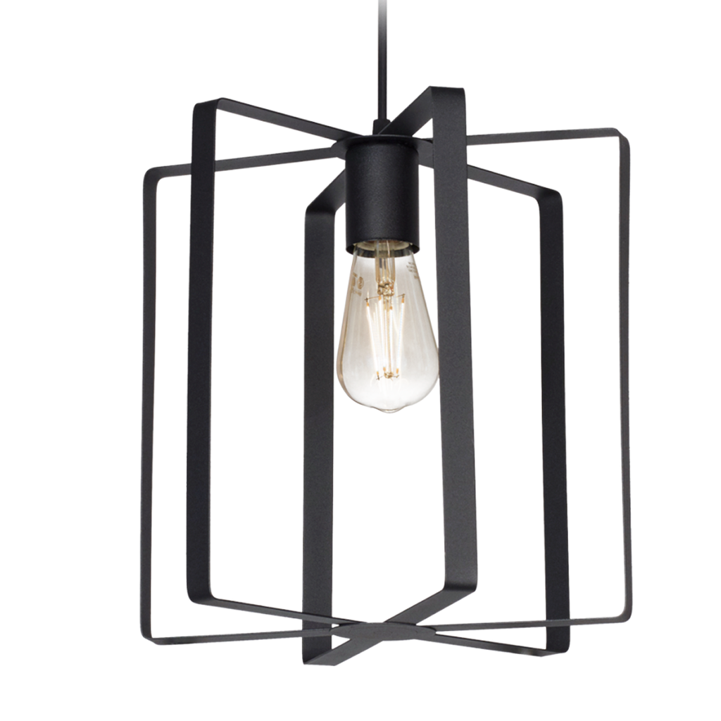 COLGANTE CILINDRO DE FLEJES ESQUEL 1 LUZ E27 30X30CM NEGRO - SAN JUSTO