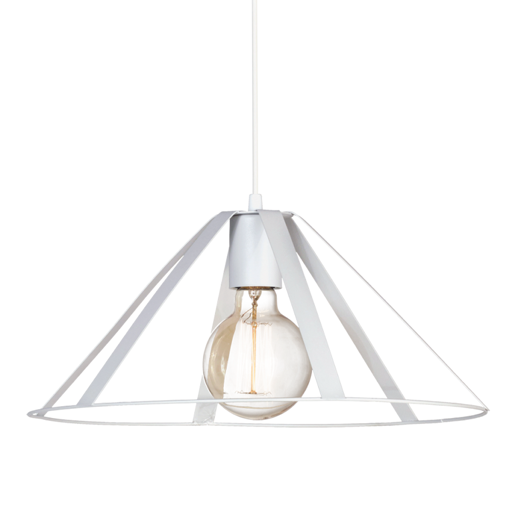 COLGANTE CONICO DE FLEJES ESQUEL 1 LUZ E27 40X16CM BLANCO - SAN JUSTO
