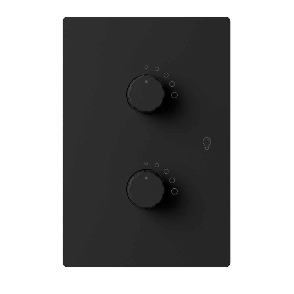 LLAVE DE LUZ ARMADA DIMMER LED DOBLE NEGRO MILAN BASTIDOR METALICO - MACROLED