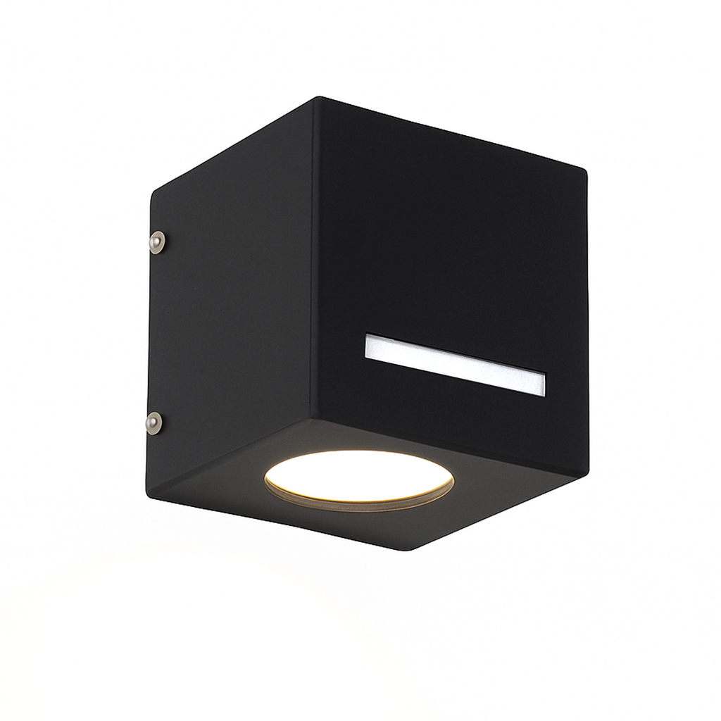 DIFUSOR UNIDIRECCIONAL RECTANGULAR CON VIDRIO DE FRENTE 1 LUZ GU10 NEGRO - SAN JUSTO