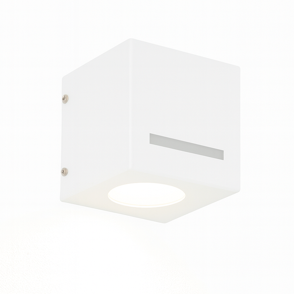 DIFUSOR UNIDIRECCIONAL RECTANGULAR CON VIDRIO DE FRENTE 1 LUZ GU10 BLANCO MICRO - SAN JUSTO