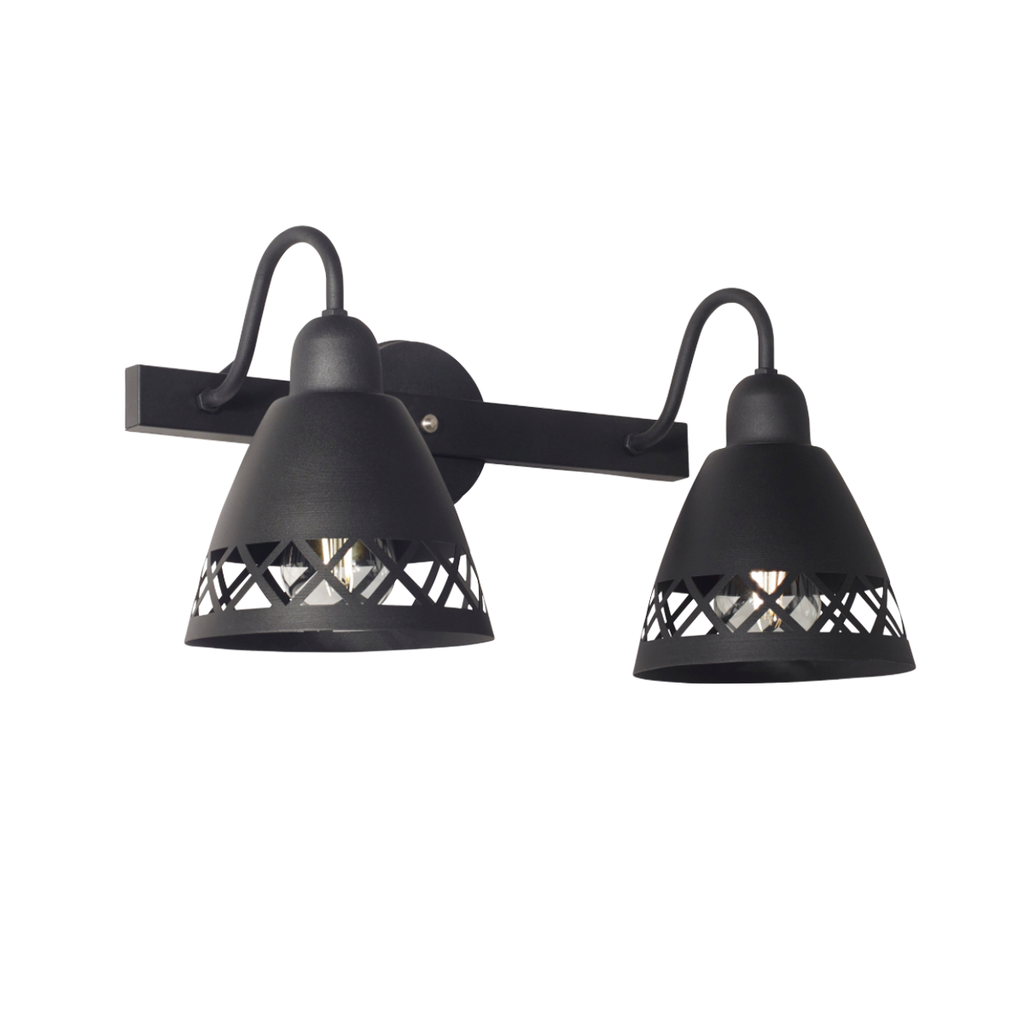 APLIQUE DE PARED VITORIA 2 LUCES E27 48X23X24CM NEGRO - FERROLUX