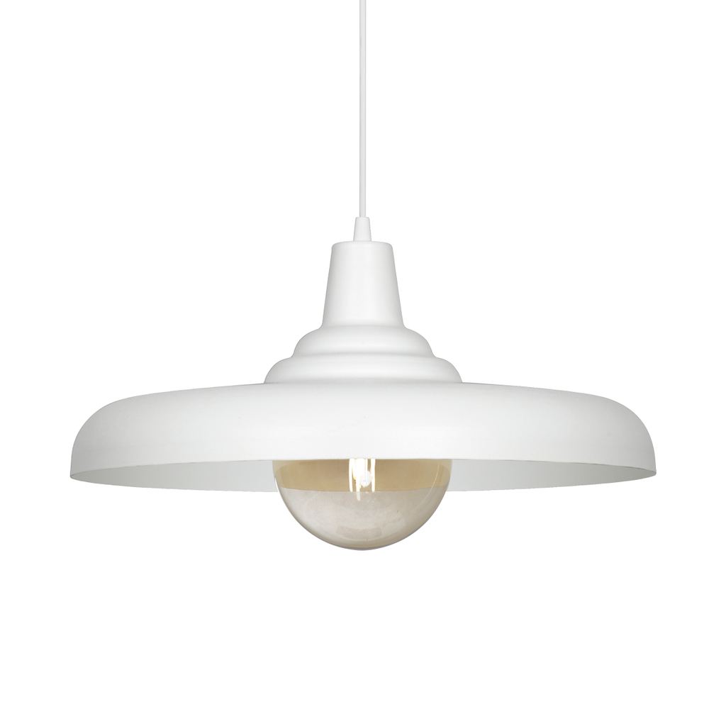 COLGANTE CHAPA CARRARA 1 LUZ E27 40X16CM BLANCO - FERROLUX