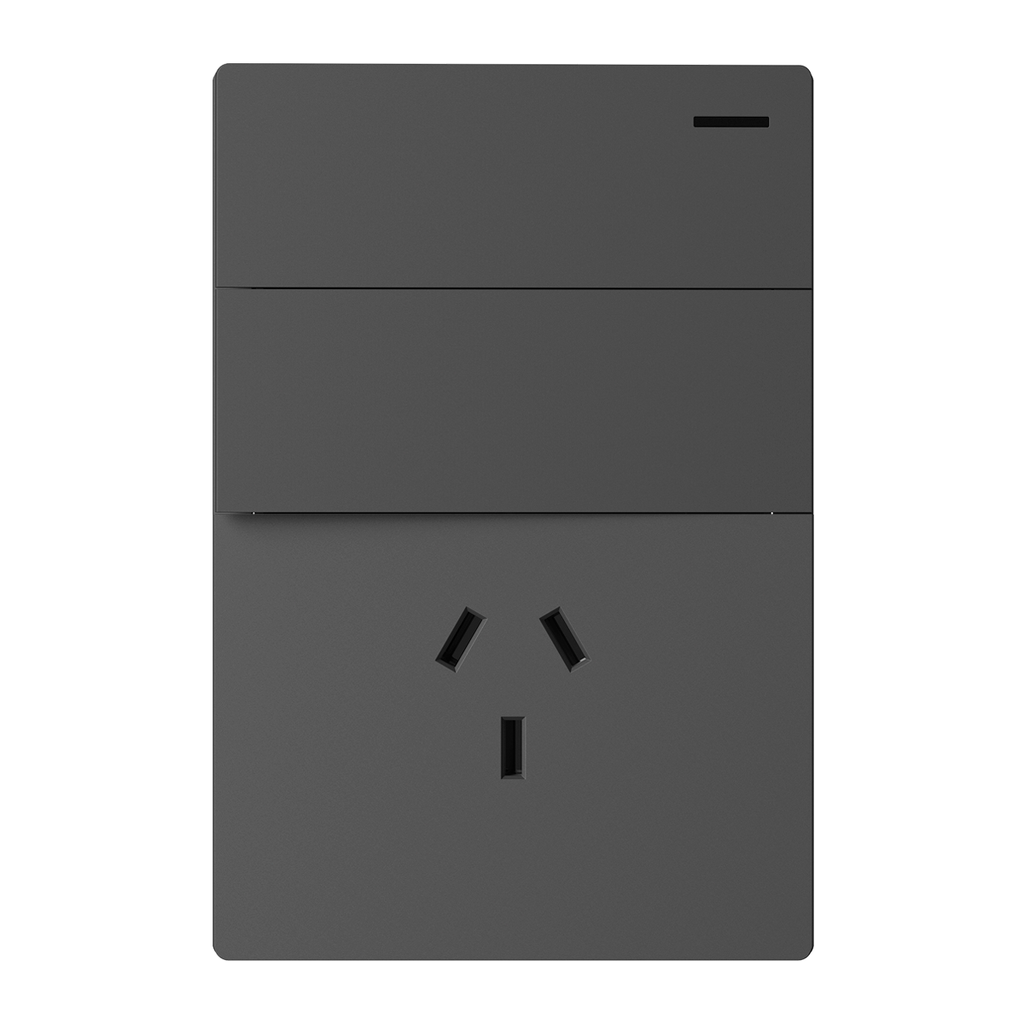 LLAVE DE LUZ ARMADA 1 TOMA 2 PUNTOS GRIS MILAN BASTIDOR METALICO - MACROLED