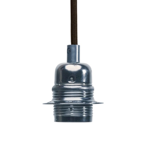 [POR1033] COLGANTE VINTAGE E27 COLOR ALUMINIO CON CABLE TEXTIL Y FLORON - ALIC