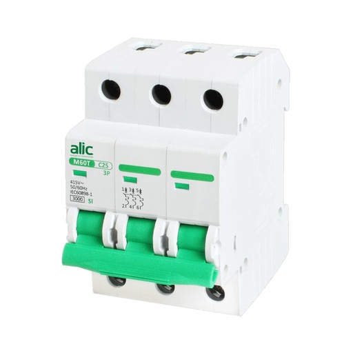 [TER3006] LLAVE TERMOMAGNETICA TRIPOLAR 3X6A CURVA C 3KA - ALIC