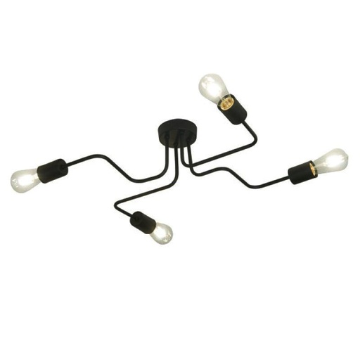 [9002/NG] ARAÑA VINTAGE DE CAÑO NEGRO 4 BRAZOS E27 45X60CM  - FAROLUZ