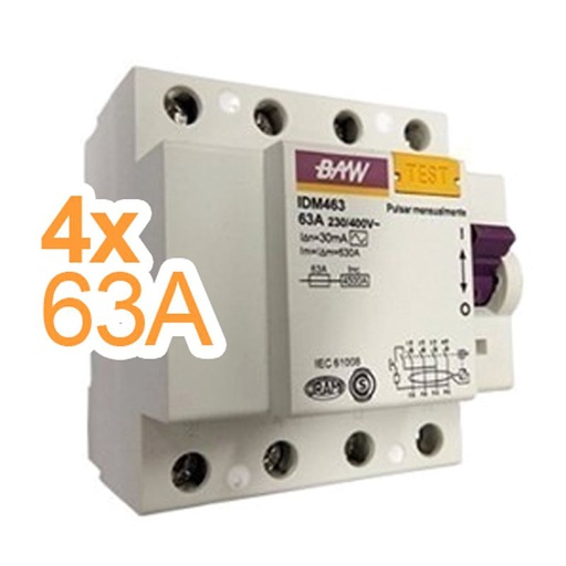 [IDM463] DISYUNTOR DIF. 4 X 63 AMP. 30MA  - BAW