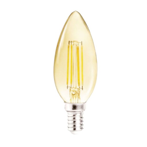 [LGP/LFA-35G] LAMP. FILAMENTO LED DIMERIZ. VELA 4W E14 CALIDA VIDRIO DORADO  - LGP TECHNOLOGY