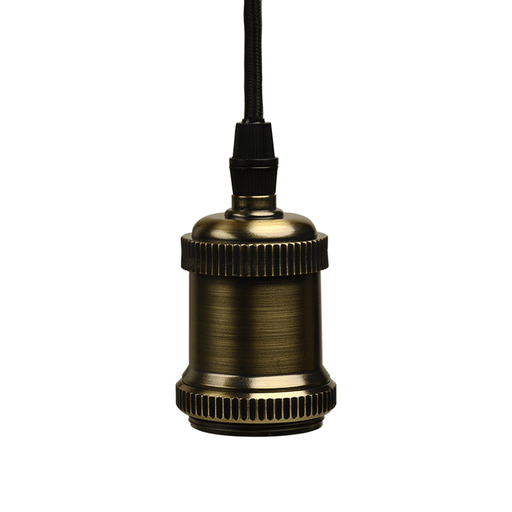 [POR1034/BV] COLGANTE VINTAGE E27 COLOR BRONCE VIEJO CON CABLE TEXTIL Y FLORON - ALIC