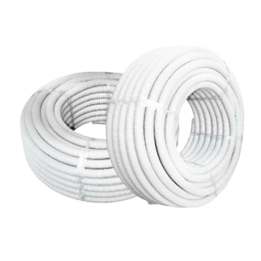 [HUF/334] CAÑO CORRUGADO FLEXIBLE ANTILLAMA PVC BLANCO (X25M) 3/4 PULG. 20MM - HUFERJO