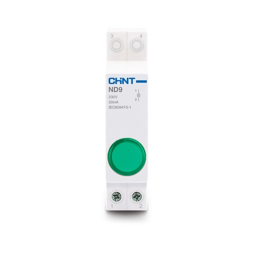 [ND9-1/G-230V] INDICADOR LUMINOSO PARA RIEL DIN DE 230 VCA COLOR VERDE - CHINT
